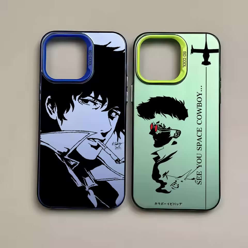 Cowboy Bebop Hard Plastic IMD iPhone Case featuring iconic characters and designs, providing slim protection and vibrant colors.